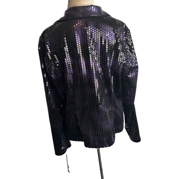 NEW FRANK LYMAN size 16 Purple Black Sequin Blazer Jacket Party Evening - Picture 5 of 9